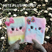 Kawaii Mini Nettes Notizbuch für Mädchen Cartoon Tier Weiche Flauschige Plüsch Tagebuch Notizbuch Nähen Binding Geschenk für Kinder