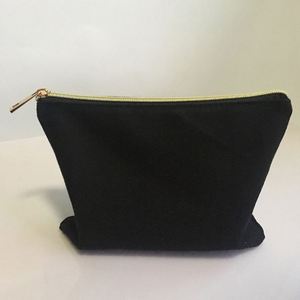 Low Moq <b>Black</b> Color Cotton Cosmetic <b>Bag</b> Pouch Custom Logo Printed Cotton Zipper Pouch Cotton Canvas Toiletry Travel <b>Bag</b> - Product Image 1