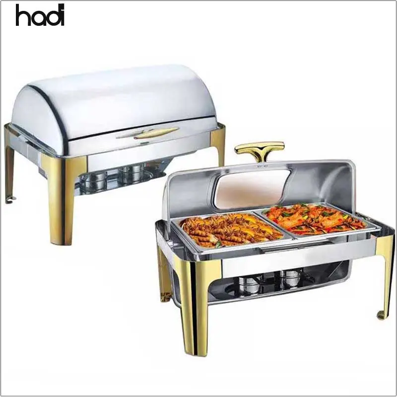 Heater food warm golden rectangle chafing-dishes buffet chaffers catering commercial kitchen cheap restaurant equipment for sale