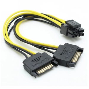 SATA 15针转8针 6+2 PCIe显卡电源线 1转2分线器适配器 PC线束 - Product Image 1