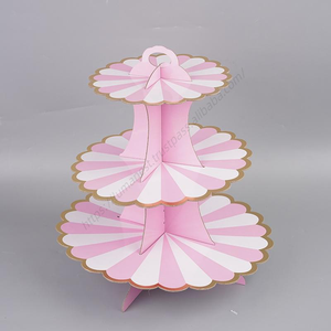 Soporte para Pastel de Tres Niveles SYH1360 Personalizable al por Mayor para Eventos de Cumpleaños, Decoraciones Desechables de Papel Cuadradas en Colores Personalizados - Product Image 1