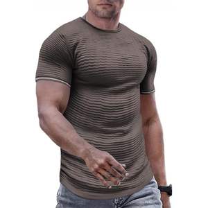 Suéter de palangre a la moda para hombre, Camiseta de punto de algodón acanalado, ropa de gimnasio para entrenamiento atlético - Product Image 5