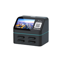 Borne de recharge ignifuge empilable à 4 emplacements en ABS avec écran publicitaire, microphone, montre connectée et casque audio, 4G+WiFi