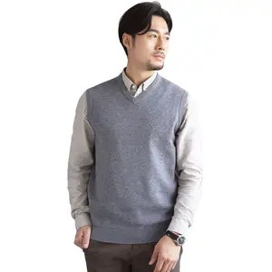 Men Winter Vneck Soft Cashmere Pullover Vest Pullover Sweater