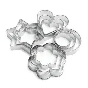 3pcs Set Baking Cookie Tools Round Flower Star Heart Shape Stainless Steel Cookie Cutter