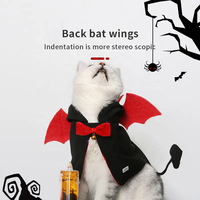 Costume de chat démoniaque pour Halloween, cape de vampire avec ailes de chauve-souris et nœud papillon pour petits chiens et chats, déguisement cosplay