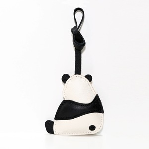 Zenos Panda Leather Bag Charm High-End Carabiner Key Chain Pendant Handmade Stitching Cut Style