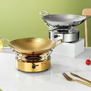 Marmite commerciale à alcool sur trépied en acier inoxydable avec double oreille pour marmite petite soupe et marmites sautées - Product Image 1
