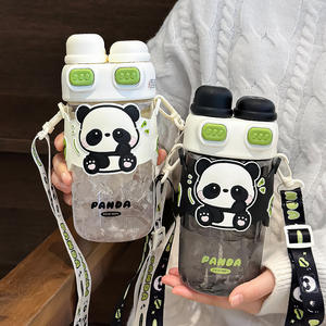 ขวดน้ำซัวมู่แพนด้า 600 มล. ปราศจากสาร BPA แก้วน้ำพกพาสำหรับเด็กนักเรียนของขวัญกลับไปโรงเรียน - Product Image 1