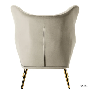 Silla moderna dorada de acero inoxidable, sillón de terciopelo con respaldo de ala, tapizado con botón, para ocio - Product Image 6