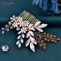 YouLaPan Accessoire de cheveux mini tendance pour enterrement de vie de jeune fille, motif feuille et fleur, strass étincelant, coiffe de mariage HP310
