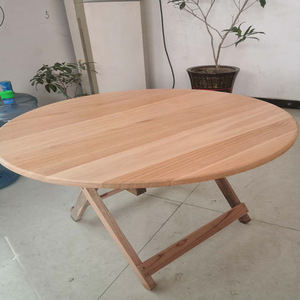 Solid Wood Round <b>Folding</b> Tabletop Trestle Base <b>Outdoor</b> Use Customizable Size Shandong Made - Product Image 3