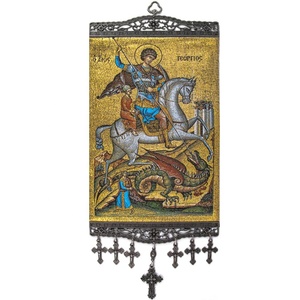 Tapiz de Pared de 20 cm con Tela Turca Tejida con Diseño de Icono de San Jorge, de Turquía - Product Image 1