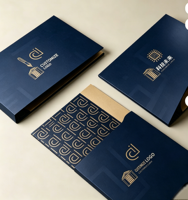 Carpeta Corporativa Negra con Logotipo Estampado en Oro, Carpeta de Oficina A4, Papelería de Oficina de Fábrica Confiable