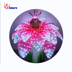 Gaun LED Bunga 1 potong untuk anak perempuan dewasa, gaun Parade Festival acara hiburan Wl-334amazing motif bunga LED untuk anak perempuan dan dewasa