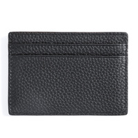 Dompet Kartu Kulit Asli OEM Grosir Fashion, Cetak Logo Kustom, Polos, Tempat Kartu Identitas/Kredit/Nama, Tanpa Penutup, Unisex