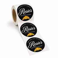 Rouleau d'étiquettes personnalisées en vinyle pour boulangerie, imperméables, écologiques, résistantes à la chaleur, autocollantes, avec logo, pour l'emballage de gâteaux et de pains