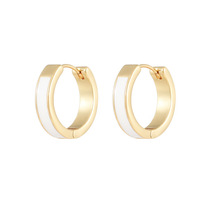 Boucles d'oreilles créoles tendance plaquées or 14 carats avec émail pour femme, noires et blanches, minimalistes, géométriques, petites, bijoux de mode