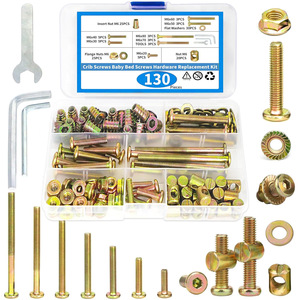 M6 Furniture Screws 130pcs Set Hex Socket Flat Round Head Wood Fasteners Cabinet Crib Bed Hardware Replacement Kit - Product Image 1