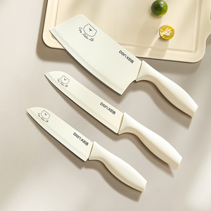 Don X Kitchen Knife Set 3Pcs Milky White Polished Blade Straight Edge For Vegetables Cutting Slicing - Product Image 1