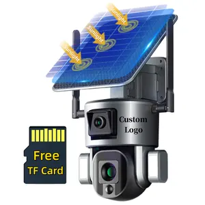 4K HD 4X 10X Zoom Wireless Solar Powered Security IP Human Track 8MP Dual Lens Outdoor WiFi 4G Sim Card PTZ CCTV Solar Camera