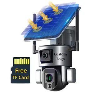 4K HD 4X 10x Zoom không dây năng lượng mặt trời Powered an ninh ip con người theo dõi 8MP ống kính kép ngoài trời wifi 4G Sim Thẻ PTZ CCTV năng lượng mặt trời máy ảnh