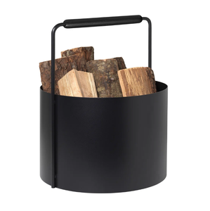Porta Legna Moderno in <span class=keywords><strong>Metallo</strong></span> Rotondo con Manico per Interni ed Esterni - Product Image 2