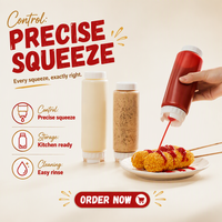 Botol Plastik FIFO Food Grade OEM China 2026, Botol Saus Dua Kepala, Botol Saus Salad Anti Bocor untuk Dapur