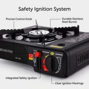Réchaud à butane portable certifié CE 2,1 kW avec étui rigide, brûleur unique coupe-vent pour pique-nique, barbecue et situations d'urgence - Product Image 5