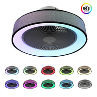 Ventilador de Techo LED RGB Inteligente de 19 Pulgadas para Interiores, Lámpara de Techo con Control Remoto por Aplicación, Ventilador de Techo LED para Toda la Casa