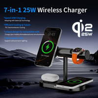 Support de chargeur sans fil magnétique 7-en-1 Qi22 25W, station de charge rapide multi-appareils avec refroidissement pour iPhone, Apple Watch, AirPods