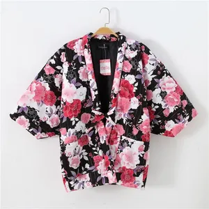 Kimono cárdigan de algodón estilo Vintage para mujer, ropa asiática, pijamas, Japón, OEM, blusa
