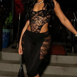 Viviblook J25PT011 Shorts Sexys de Mujer para Primavera/Verano, Color Sólido, Cintura Baja, Malla de Encaje Transparente, para Fiesta/Club - Product Image 1