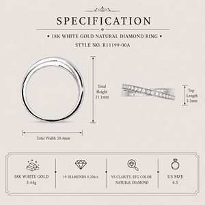 18K White Gold Diamond Pave Cross Over Band <b>Ring</b> Minimalist Modern Jewelry <b>For</b> Women - Product Image 5