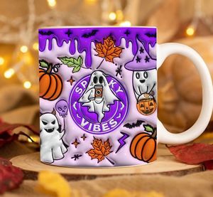 Taza de Café de Cerámica 3D con Diseño de Fantasma Espeluznante de Halloween, Calabaza de Halloween - Product Image 6
