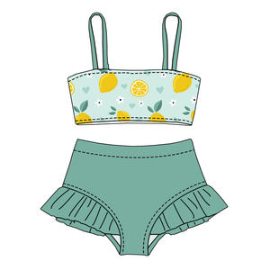 Nuevo Conjunto de <span class=keywords><strong>Bikini</strong></span> de Dos Piezas sin Mangas con Estampado Personalizado para Niñas, Traje de Baño con Volantes, Ropa de Playa para Niñas - Product Image 6