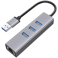 Hub USB Type-C Adaptateur réseau Gigabit Ethernet 1000M LAN RJ45 avec 3 ports USB 3.0
