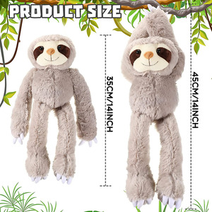 1728 paresseux Animal en peluche suspendu trois orteils paresseux en peluche en gros ODM jouet <span class=keywords><strong>personnalisé</strong></span> crochet et boucle mains bras long animaux en peluche - Product Image 4
