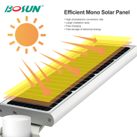 Lampe solaire de rue tout-en-un BOSUN en aluminium, IP65, haute puissance, éclairage LED extérieur