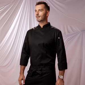 Vêtements de travail de chef de cuisine haut de gamme hiver automne hiver à manches longues fermeture éclair Restaurant Bar hôtel à manches courtes ensembles uniformes - Product Image 5