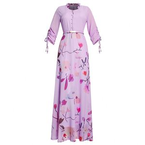 <span class=keywords><strong>Abito</strong></span> <span class=keywords><strong>lungo</strong></span> floreale elegante da donna alla moda estiva taglie forti a mezza manica grande con cintura - Product Image 4