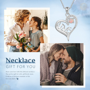 Dainty Created <b>Opal</b> Heart <b>Necklace</b> S925 Sterling Silver CZ Micro Pave Engagement Wedding Anniversary Gift Rhodium Plated - Product Image 3