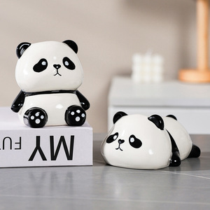 Hucha de cerámica con forma de panda, sentado y acostado, caja de dinero de dibujos animados para decoración del hogar, regalo para niños - Product Image 1