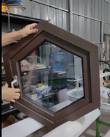 Ventana octogonal de vidrio de aluminio brillante con diseño de rejilla