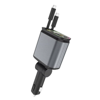 Chargeur de voiture universel 120W avec 2 câbles rétractables de type C pour iPhone, alimentation, chargeurs, chargeur de voiture 5 en 1 avec lumière étoilée