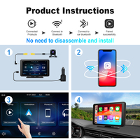 Monitor Portabel IPS HD 7 inci, Layar Wireless Carplay, Android Auto Wireless, Layar Mobil Universal, Multimedia, Pemutar DVD Mobil