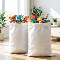 Sac de rangement tissé en gros pour jouets, ours en peluche et blocs de construction, organisateur de chambre d'enfant anti-poussière, sac de rangement durable en vrac