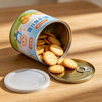Boîte en fer blanc de qualité alimentaire, surface laquée, impression offset, couvercle à anneau facile à ouvrir, modèle 300 # 307 #   pour Biscuits Bébé