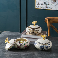 Cadeau de mariage boîte à bijoux en céramique conteneur de rangement pour la maison avec couvercle boîte de rangement en porcelaine florale avec couvercle