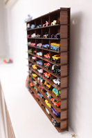 Pour 50 voitures noyer jouet étagère de rangement boîte d'allumettes mural support de voiture décor à la maison bois vitrine organisateur pour voiture